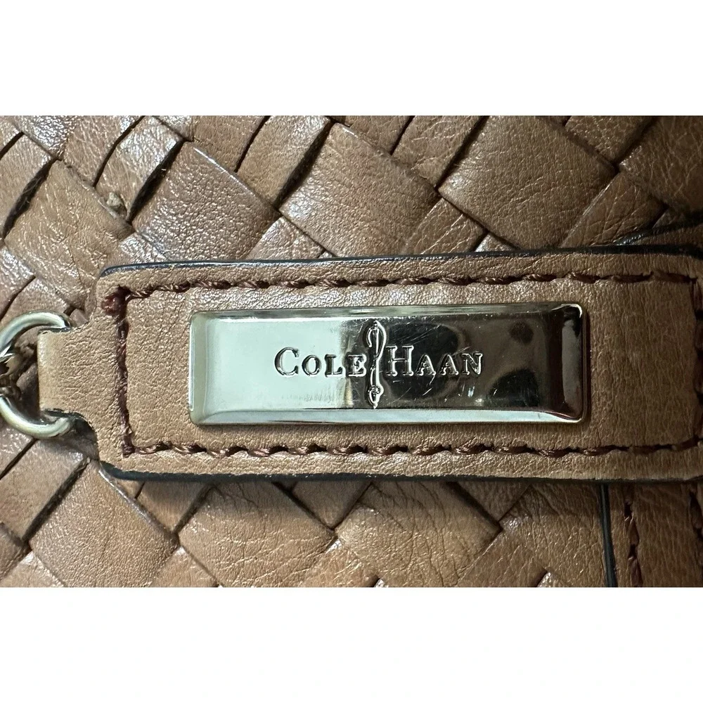 Cole Haan Brown Woven Leather Lined Shoulder Tote‎ Boho